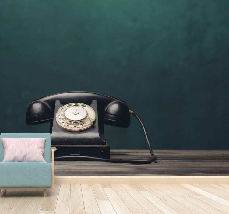 Antyczny telefon fototapeta w stylu vintage - TenStickers