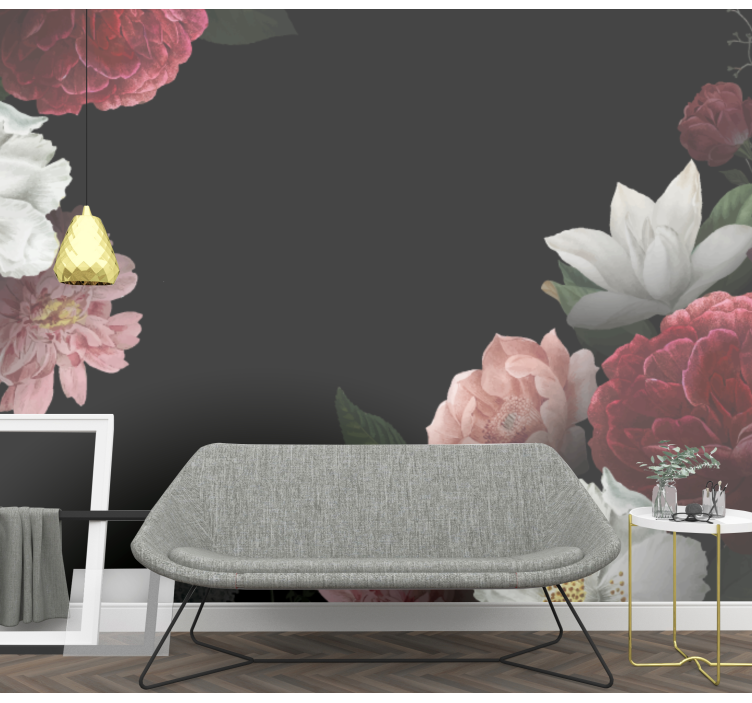 Tapeta ścienna Kwiaty na czarnym tle - TenStickers