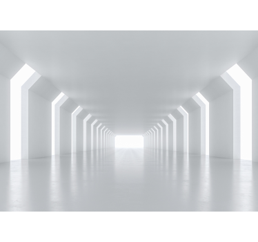 Tapeta do salonu 3D biały tunel w stronę światła - TenStickers
