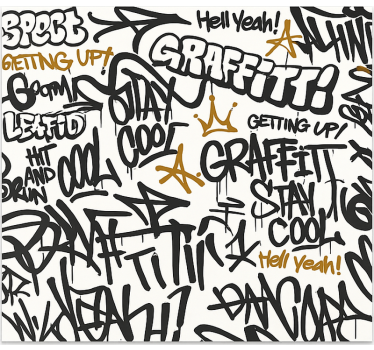 Tapeta do pokoju młodzieżowego czarno-białe graffiti - TenStickers
