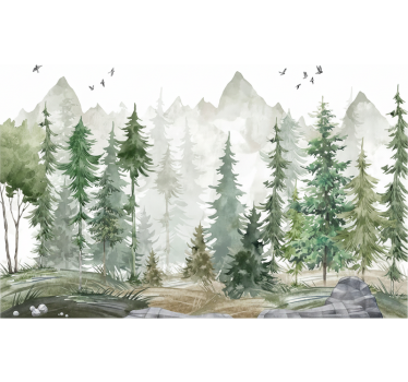 Fototapeta las sosna nordic w stylu minimalistycznym - TenStickers