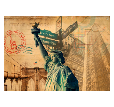 Fototapeta Nowy Jork kolaż wolności w stylu vintage - TenStickers