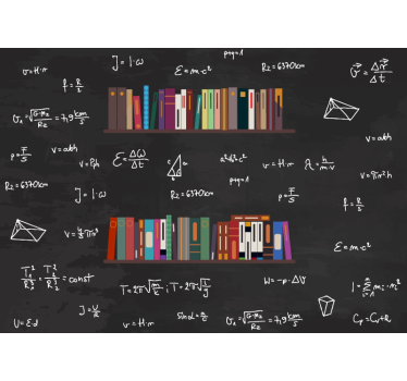 Fototapeta regał i wzory matematyczne - TenStickers