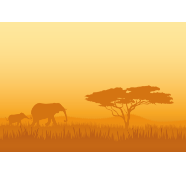 Fototapeta zwierzęta słonie na safari - TenStickers