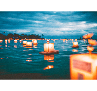 Fototapeta natura noc pływających lampionów - TenStickers