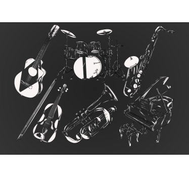 Fototapeta muzyka kolekcja instrumentów muzycznych - TenStickers