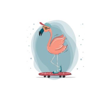 Fototapeta zwierzęta flamingi na deskorolce - TenStickers