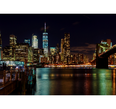 Fototapeta nowy jork nocny krajobraz manhattanu - TenStickers