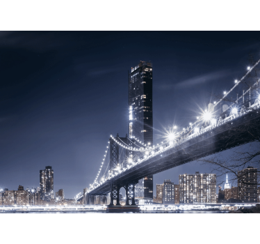 Fototapeta nowy jork widok na most brooklyn w nocy - TenStickers