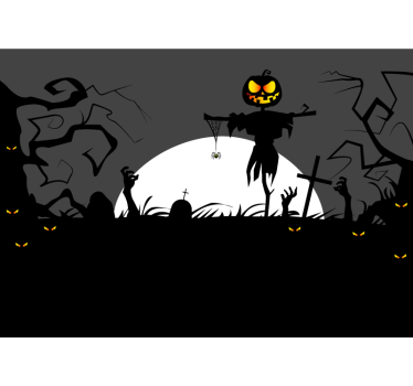 Fototapeta halloween straszny scarecrow z dyni - TenStickers