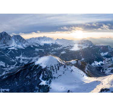 Fototapeta góry panorama wschodu słońca w alpach - TenStickers