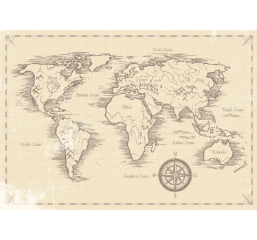 Tapeta do pokoju młodzieżowego vintage beżowa mapa świata - TenStickers