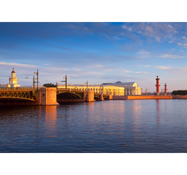 Fototapeta miasto most w petersburgu o zachodzie słońca - TenStickers