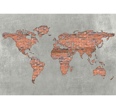 Efekt cegły kolorowa mapa świata fototapeta 3d - TenStickers