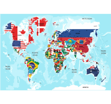 Mapa świata z flagami fototapeta mapa świata - TenStickers
