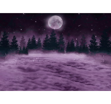 Fototapeta las księżycowa różowa scena - TenStickers