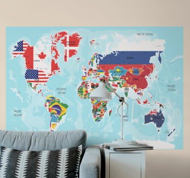 Mapa świata z flagami fototapeta mapa świata - TenStickers