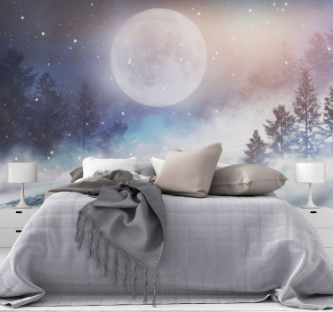 Tapeta do sypialni z magiczną pełnią księżyca - TenStickers