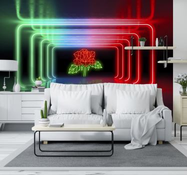 Fototapeta do salonu 3D neonowa róża - TenStickers