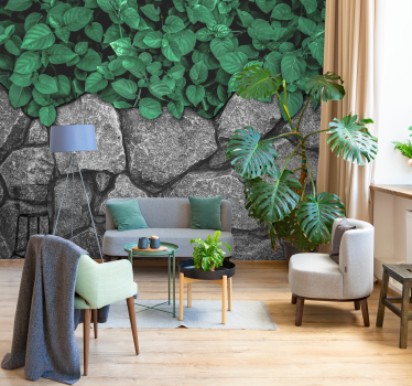 Fototapeta 3D w zielone liście i kamienie  - TenStickers