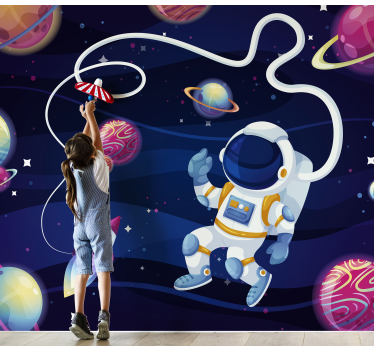 Fototapeta dla dzieci astronauta w kosmosie - TenStickers