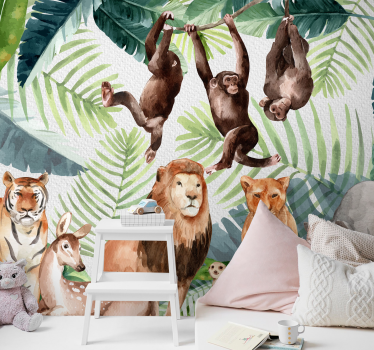 Fototapeta dla dzieci Malowane safari w dżungli - TenStickers