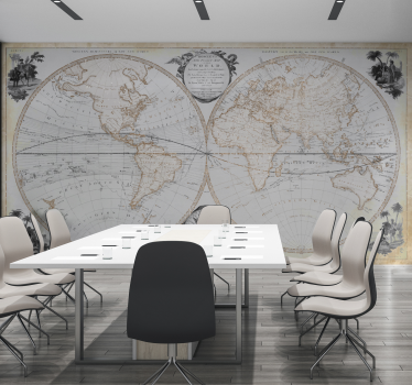 Fototapeta do biura akwarela vintage mapa świata - TenStickers