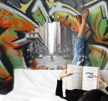 Fototapeta graffiti z miastem - TenStickers