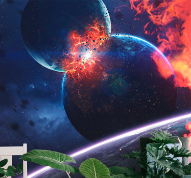 Fototapeta kosmos eksplozja kosmicznej kolizji - TenStickers