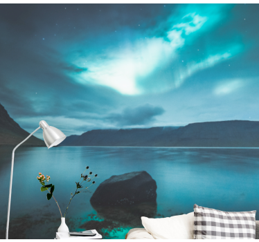 Fototapeta krajobraz aurora nad spokojnym jeziorem - TenStickers