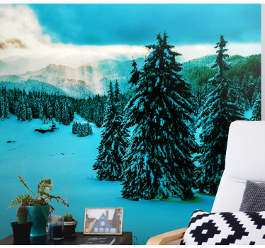 Fototapeta krajobraz śnieżny las sosnowy - TenStickers