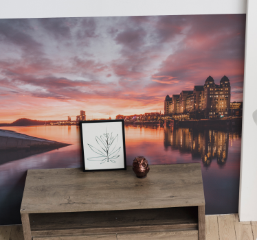 Fototapeta miasto odbicie zachodu słońca w panoramie miasta - TenStickers