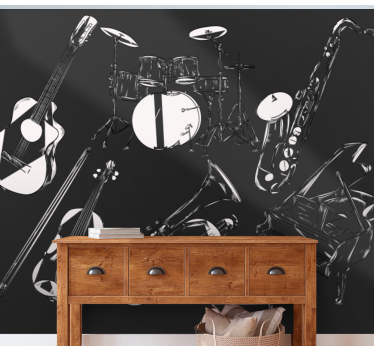 Fototapeta muzyka kolekcja instrumentów muzycznych - TenStickers