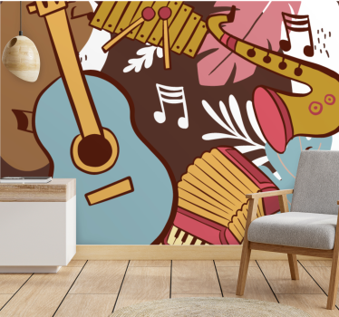 Fototapeta muzyka – układ instrumentów muzycznych - TenStickers