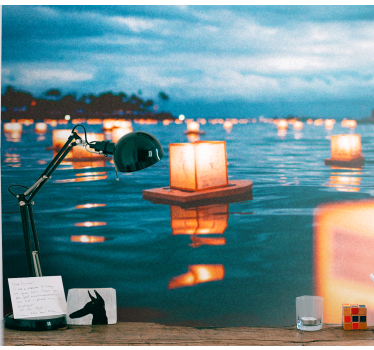 Fototapeta natura noc pływających lampionów - TenStickers