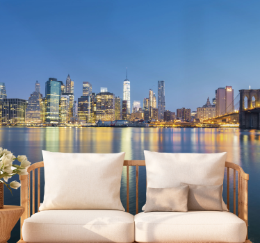 Fototapeta nowy jork most brooklyn i panorama miasta - TenStickers