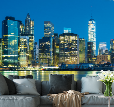 Fototapeta nowy jork nocna panorama nyc - TenStickers