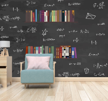 Fototapeta regał i wzory matematyczne - TenStickers
