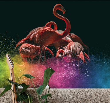 Fototapeta zwierzęta flamingi na imprezie - TenStickers