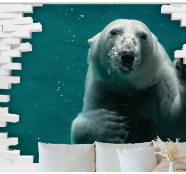 Fototapeta zwierzęta niedźwiedź polarny pod wodą - TenStickers