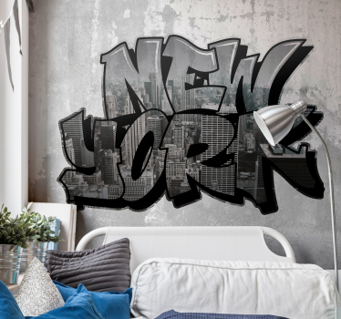 Graffiti z widokiem na miasto tapeta z nowym jorkiem - TenStickers