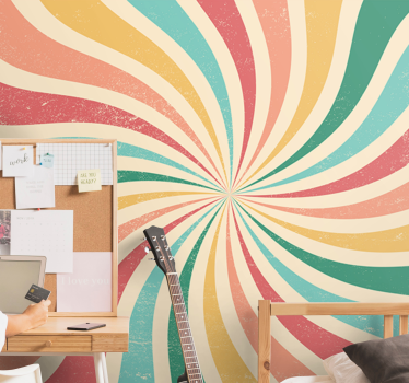 Tapeta 3d fale kolorowe w spirali - TenStickers