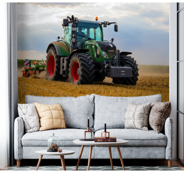 Tapeta do salonu traktor w zbożu krajobraz - TenStickers