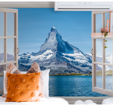 Widok na góry z okna fototapeta 3d - TenStickers