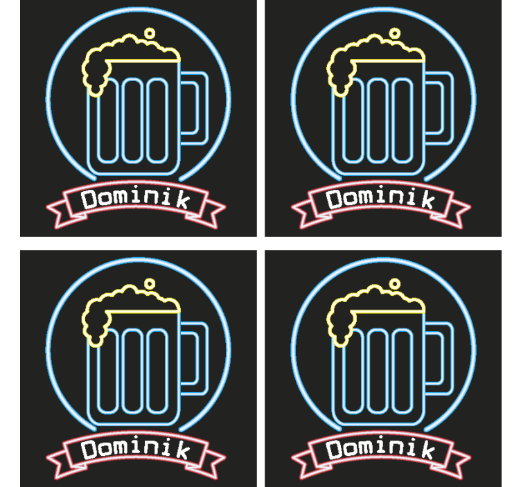 Podkładki pod kubek piwo neonowe z nazwą - TenStickers