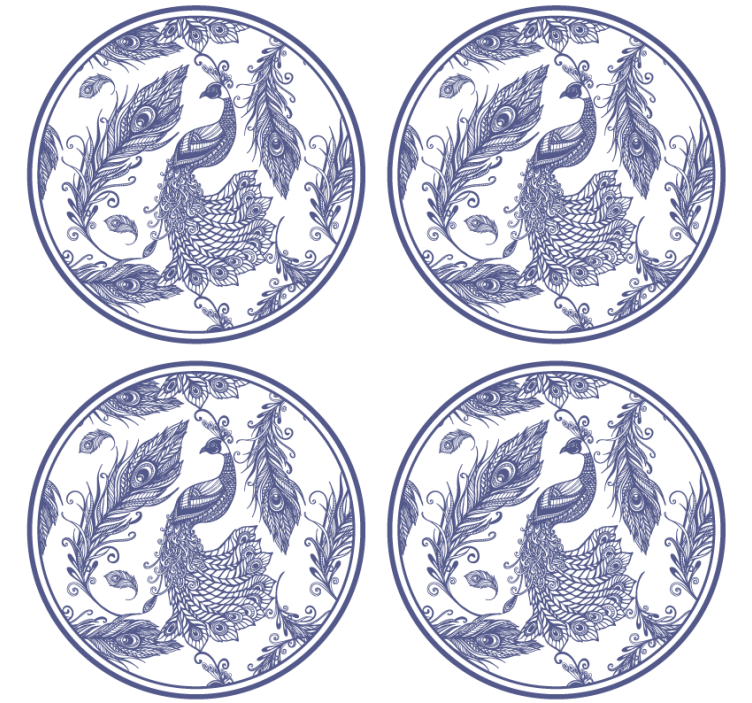 Podkładki pod kubek ceramiczne Paw delftware - TenStickers