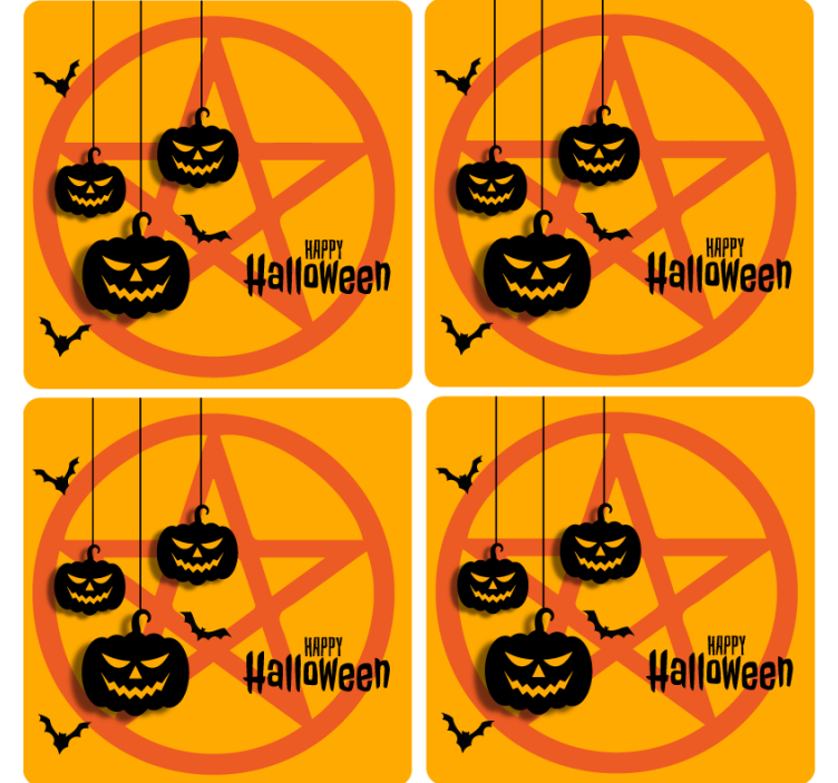 Podkładka pod kubek Halloween upiorny motyw dyni - TenStickers