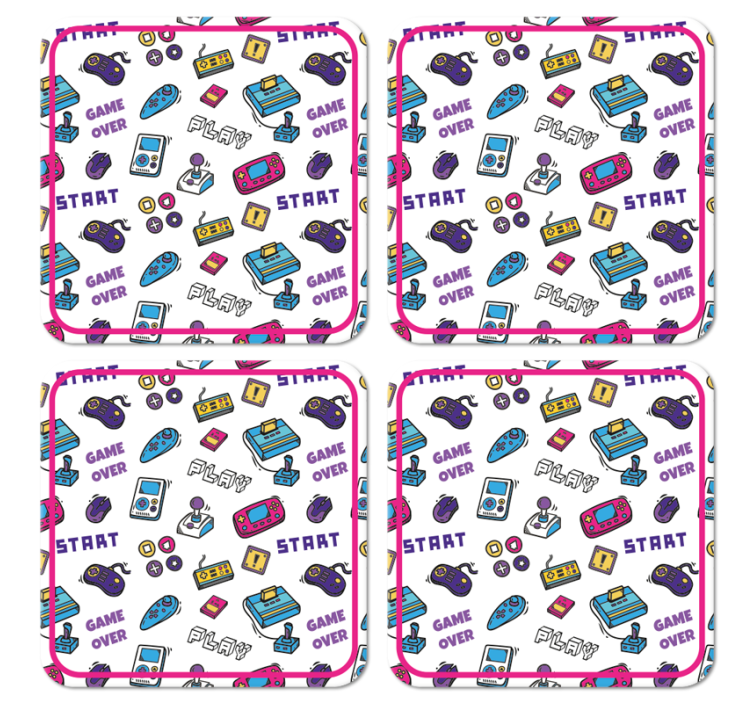 Podstawka pod kubek geek Gra retro nad symbolami - TenStickers