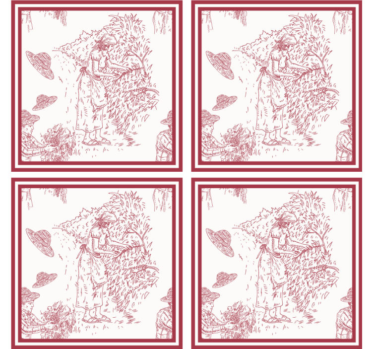 Vintage podstawka Francuski czerwony wzór - TenStickers