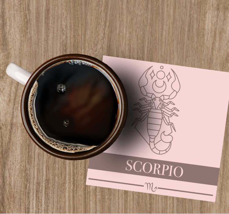 Podkładka pod kubek znak skorpion różowa karta - TenStickers